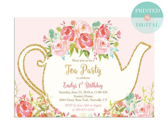 Kids Tea Party Invitations
 Girls Tea Party Birthday Invitation Kids Birthday Party