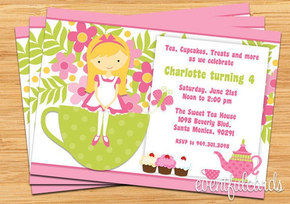 Kids Tea Party Invitations
 Tea Birthday Party Invitation for Kids