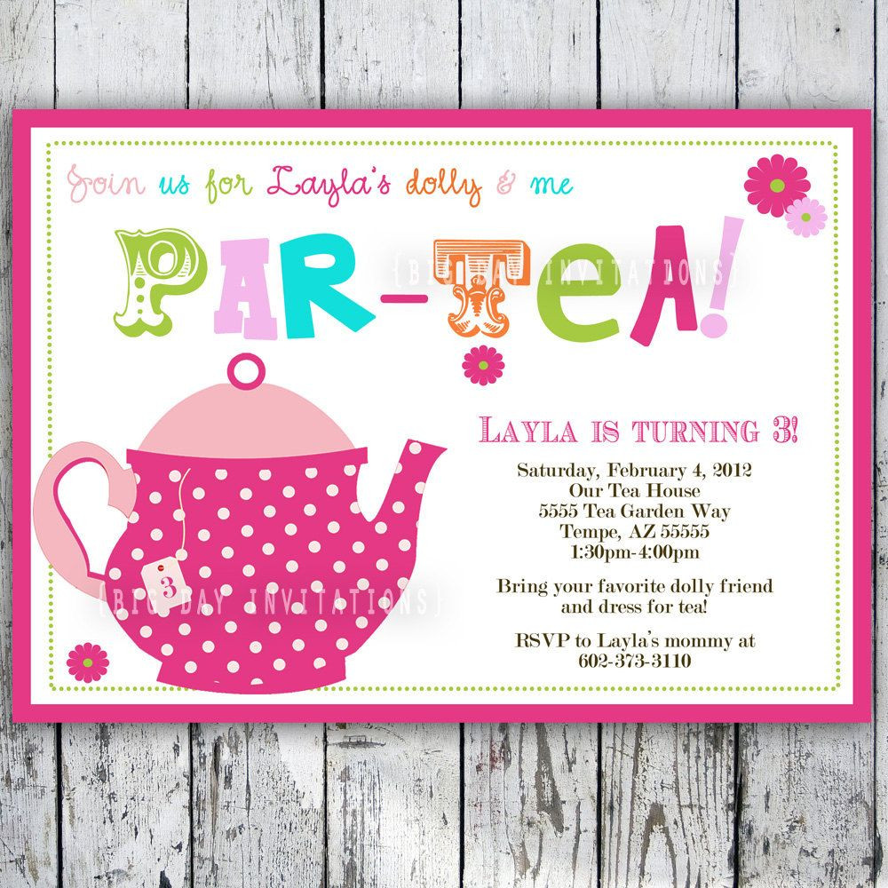 Kids Tea Party Invitations
 Tea Party Birthday Invitation Tea Party Birthday Invite