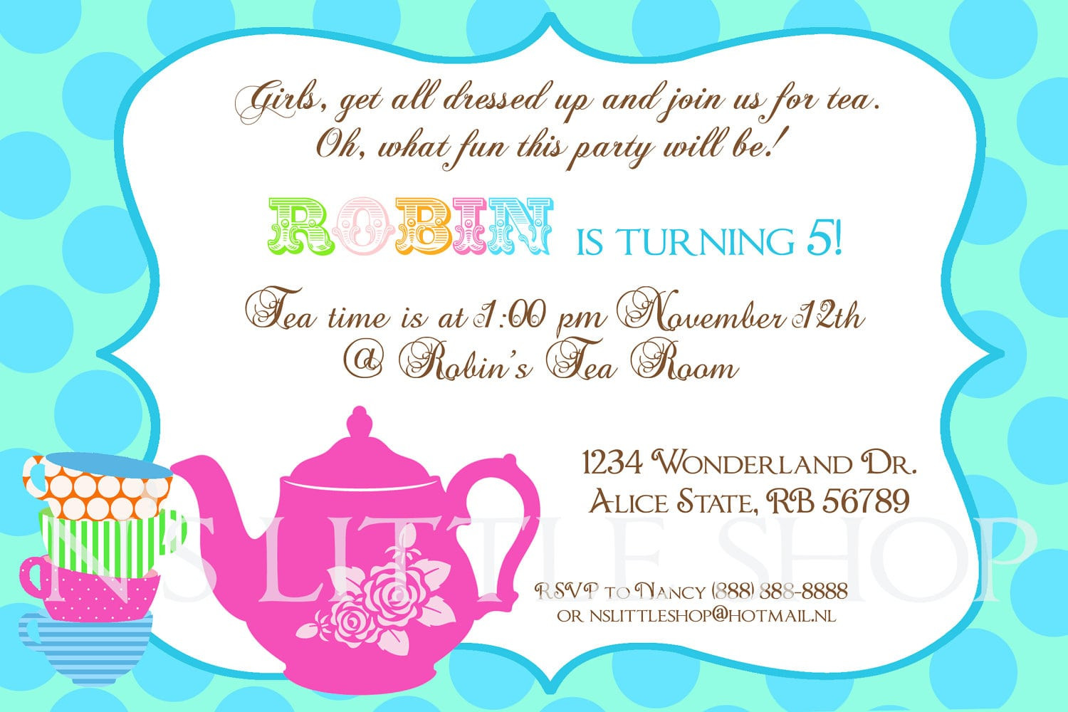 Kids Tea Party Invitations
 Tea Party Invitation Template For Kids