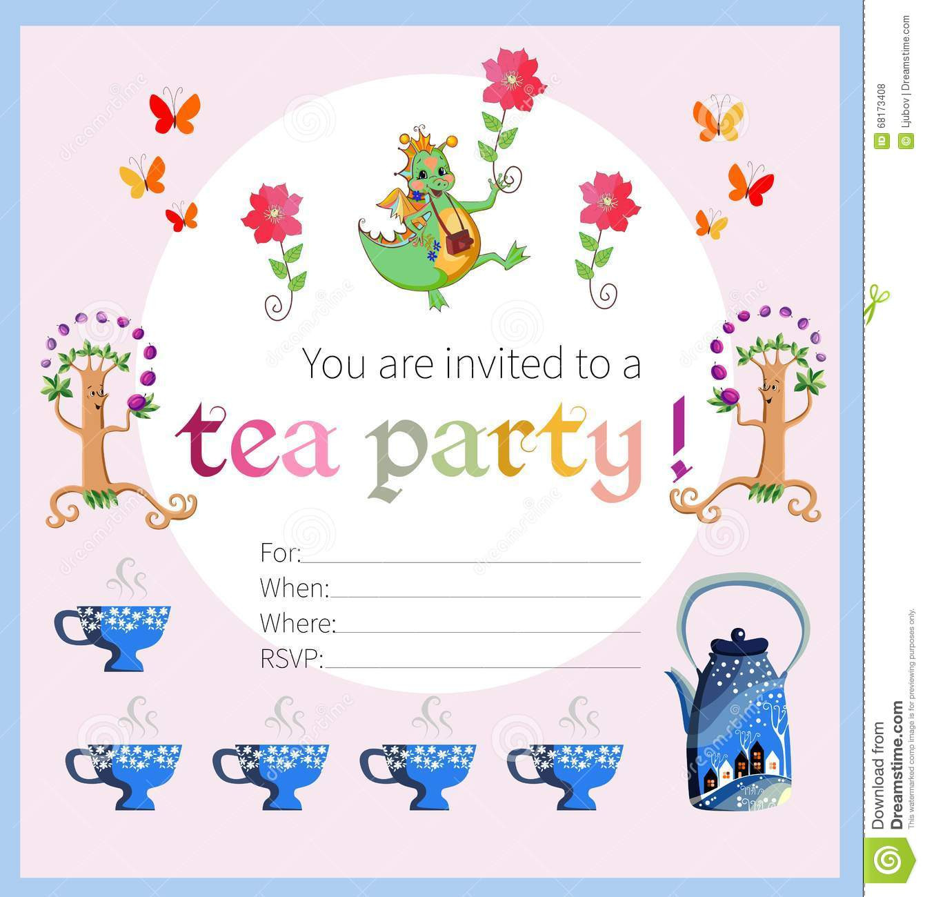Kids Tea Party Invitations
 Tea Party Invitation For Kids Stock Vector Illustration