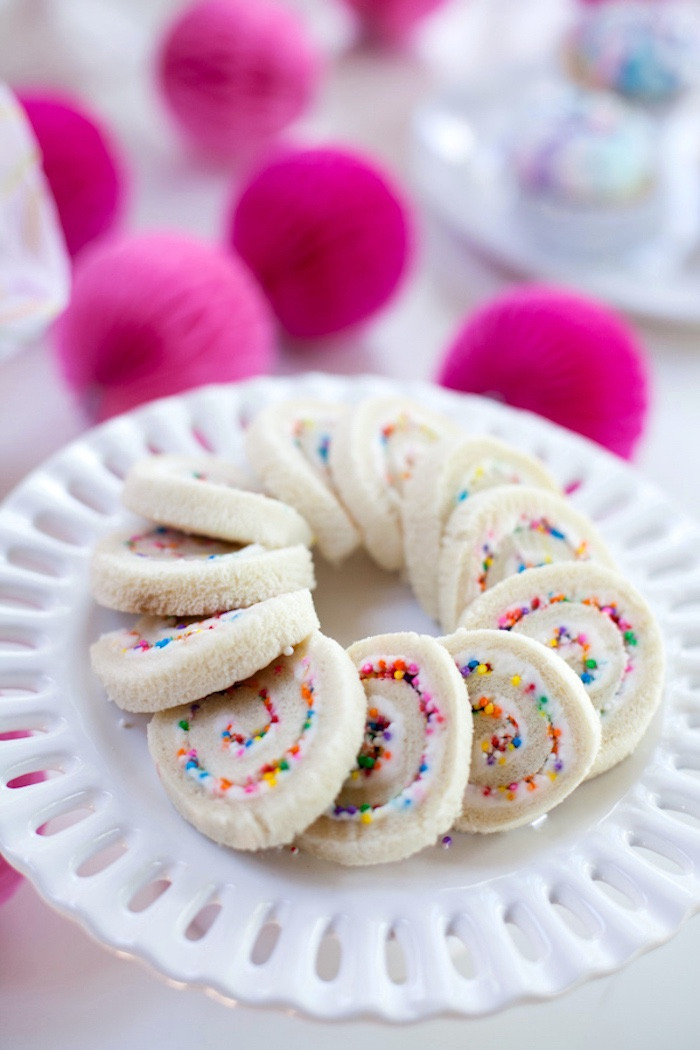 Kids Unicorn Party Food Ideas
 Kara s Party Ideas Cream Cheese Sprinkle Pinwheel