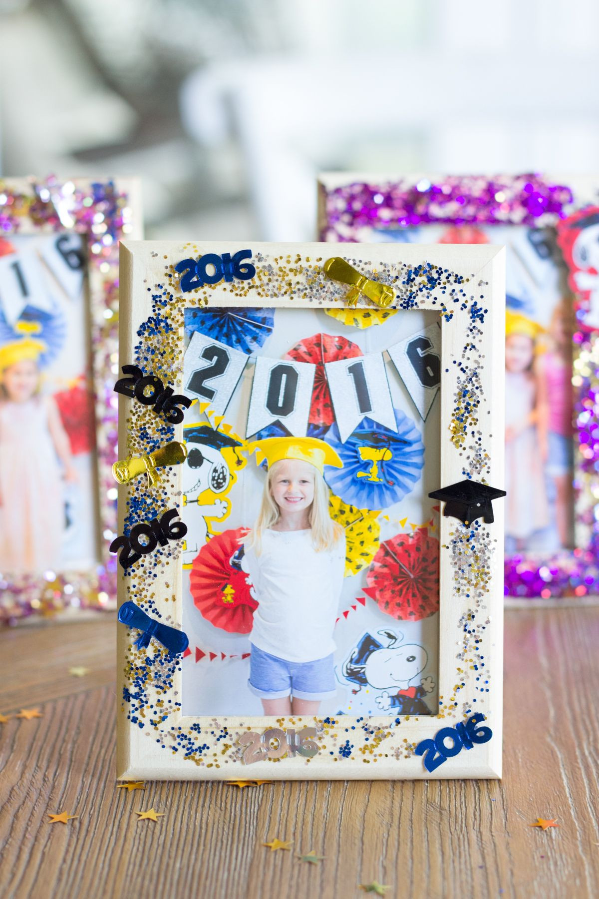 Kindergarten Graduation Gift Ideas For Son
 DIY Glittered Graduation Frames