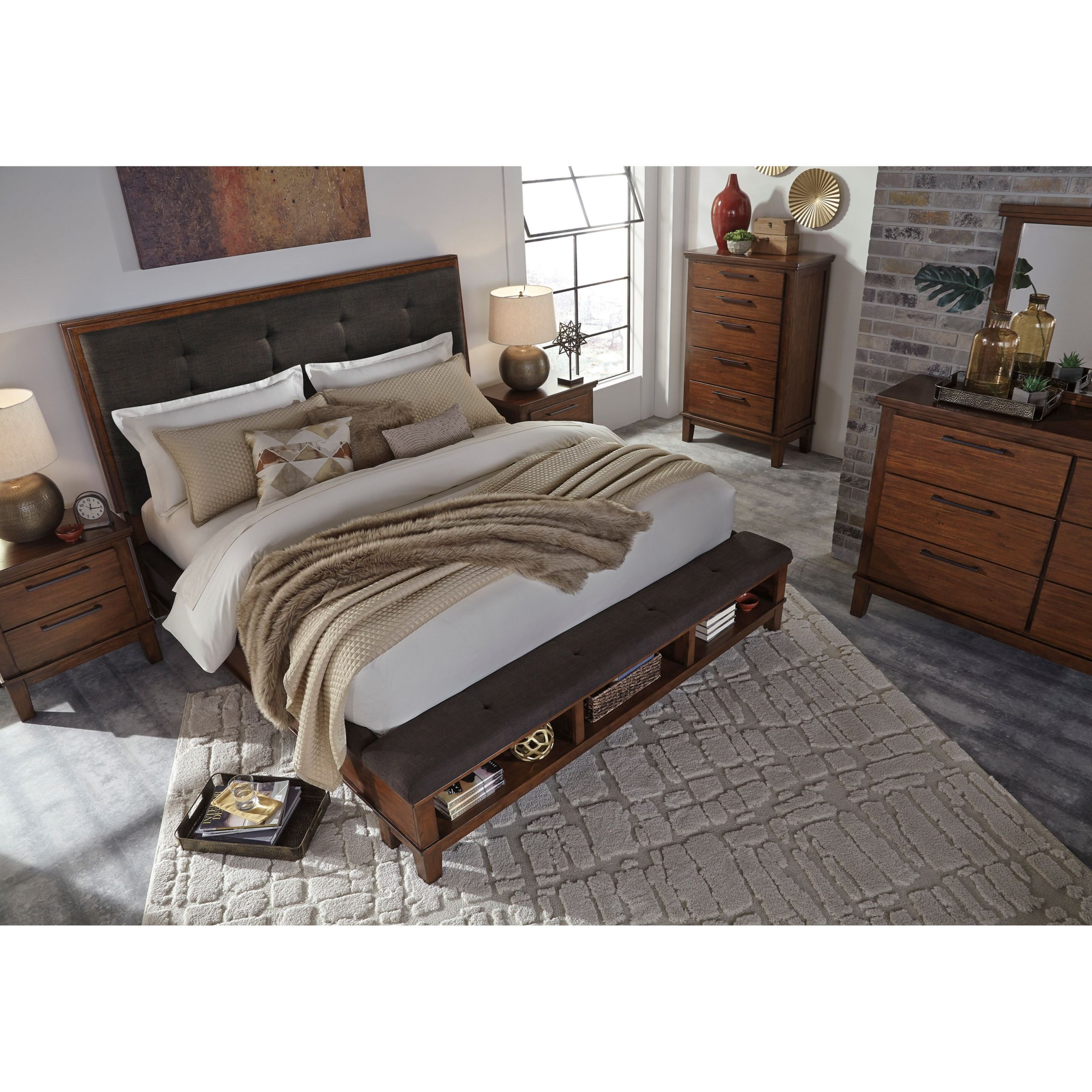 King Size Bed Storage Bench
 Ashley Signature Design Ralene California King Upholstered