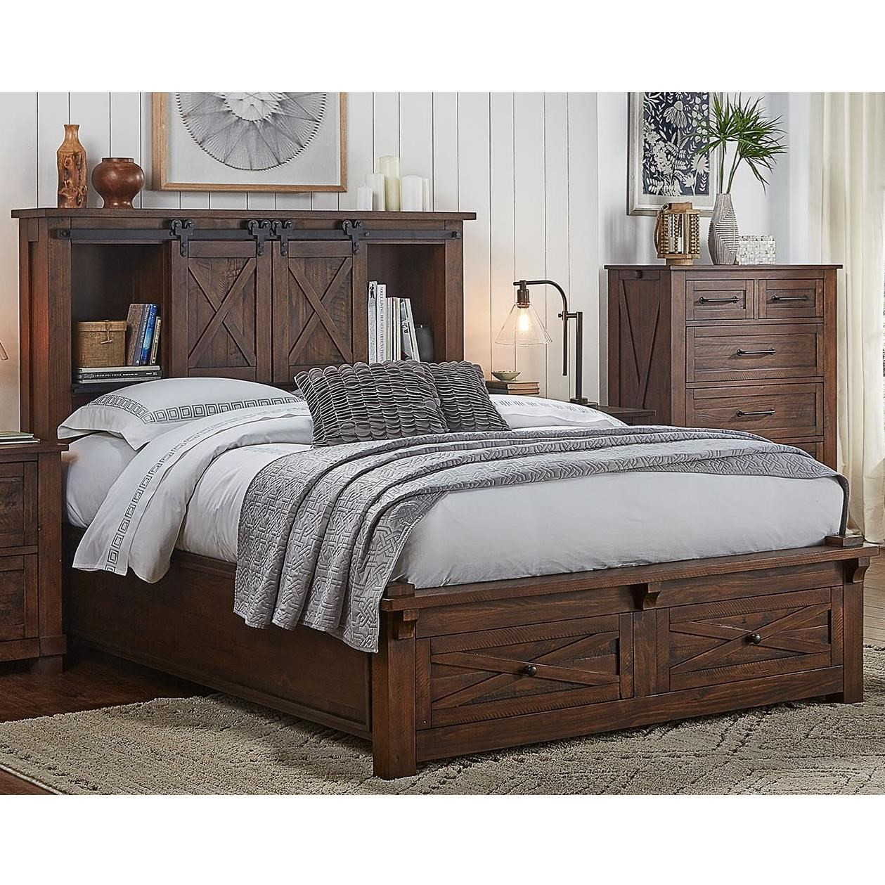 King Size Bed Storage Bench
 AAmerica Sun Valley King Storage Bed with Footboard Bench