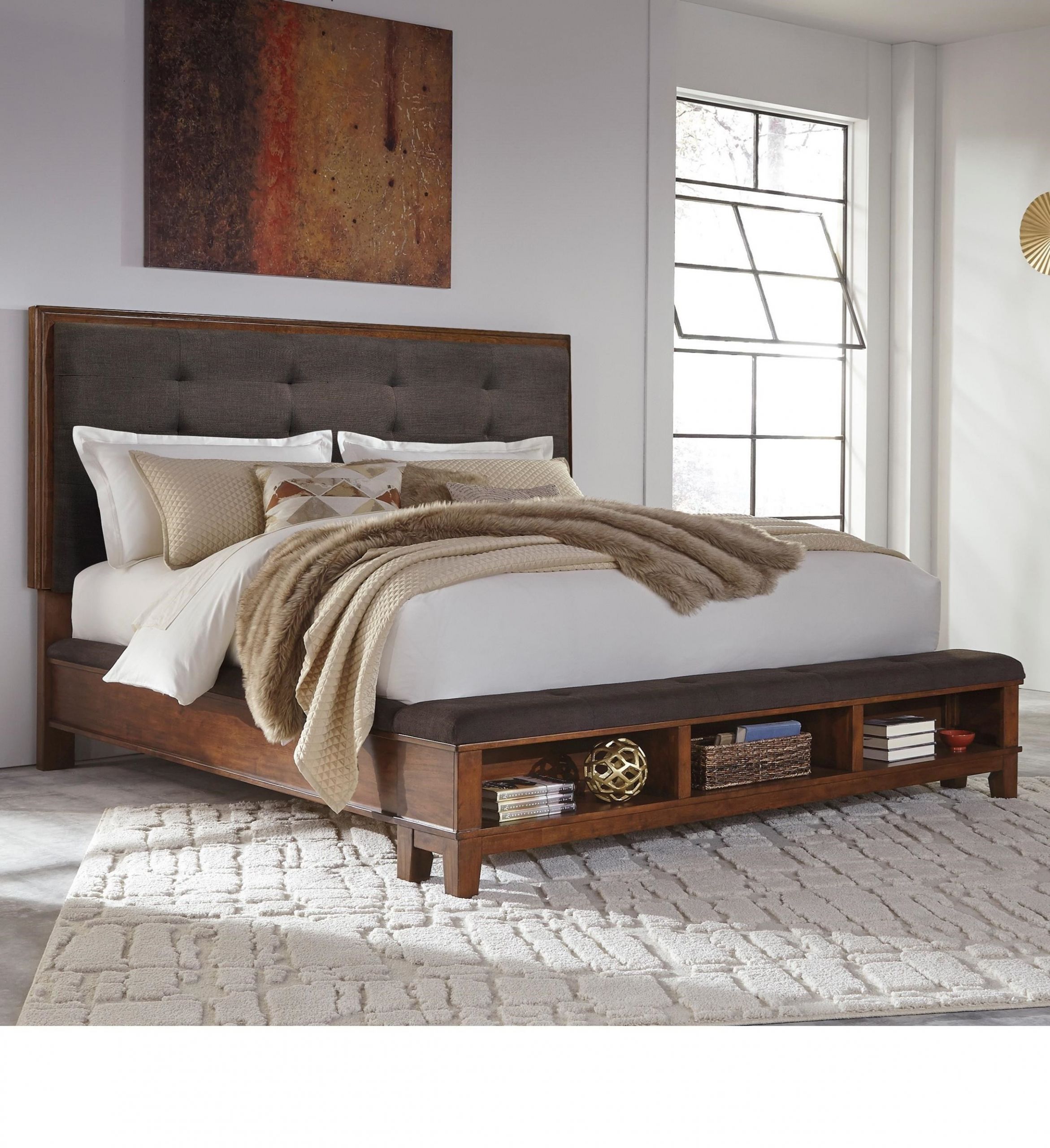 King Size Bed Storage Bench
 Signature Design by Ashley Ralene King Upholstered Bed