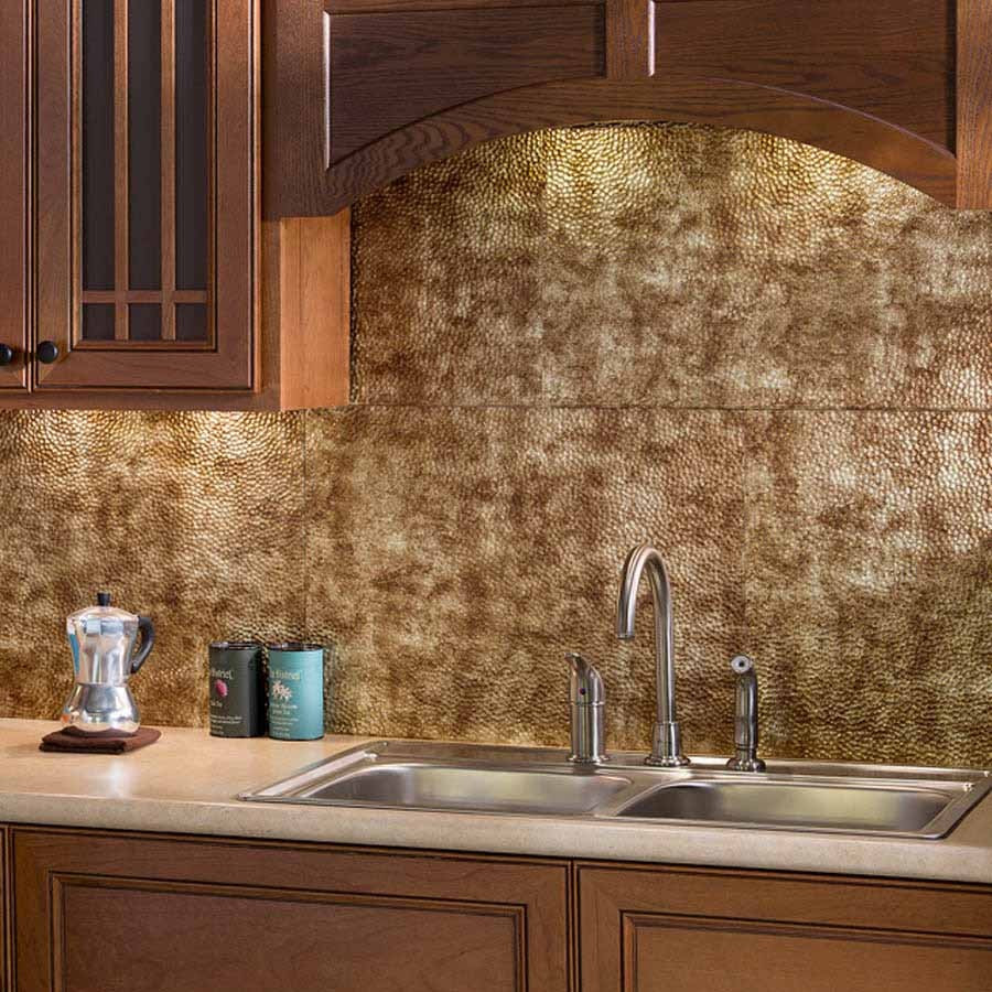 Kitchen Backsplash Sheets
 Fasade Backsplash Hammered in Bermuda Bronze