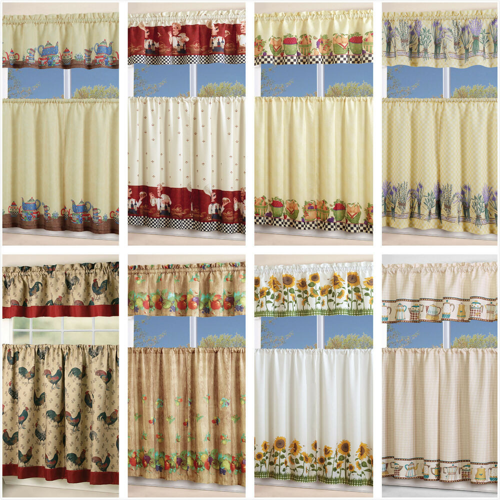 Kitchen Curtains Images
 3 Piece Floral Kitchen Curtain with Swag and Tier Window