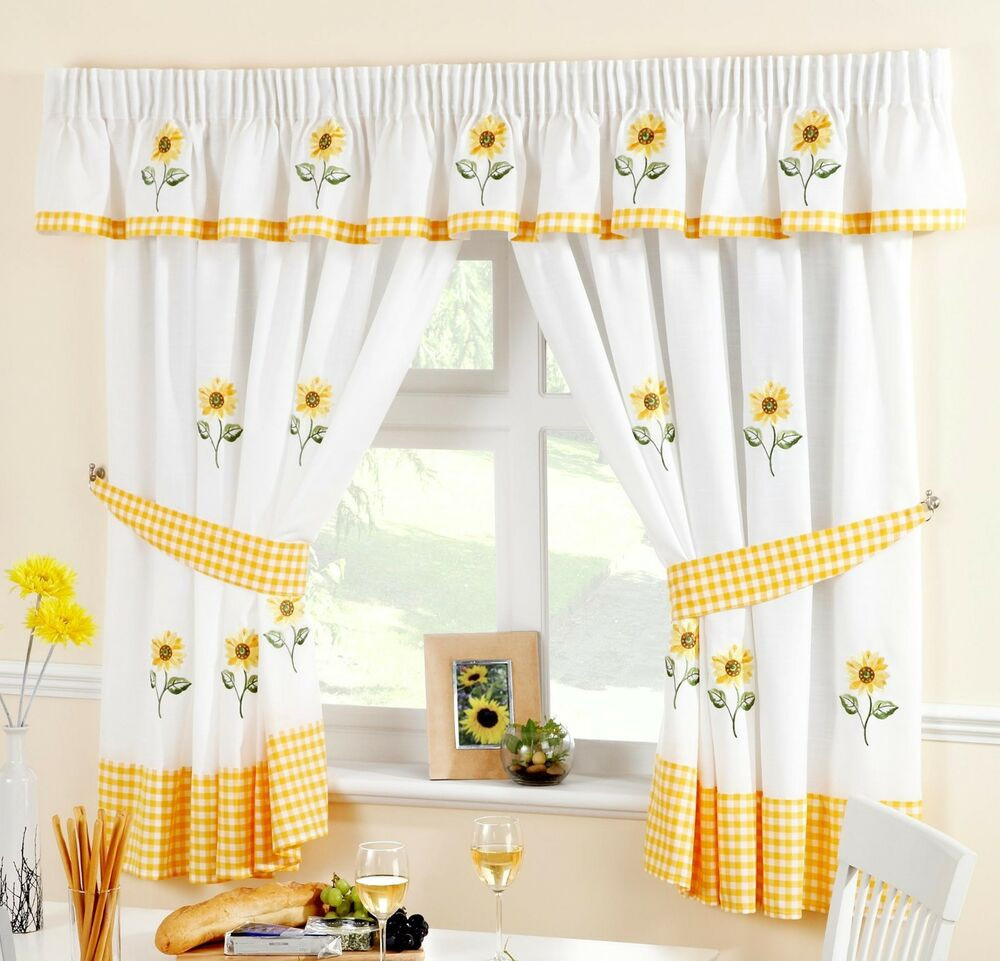 Kitchen Curtains Images
 SUNFLOWER YELLOW & WHITE VOILE CAFE NET CURTAIN PANEL