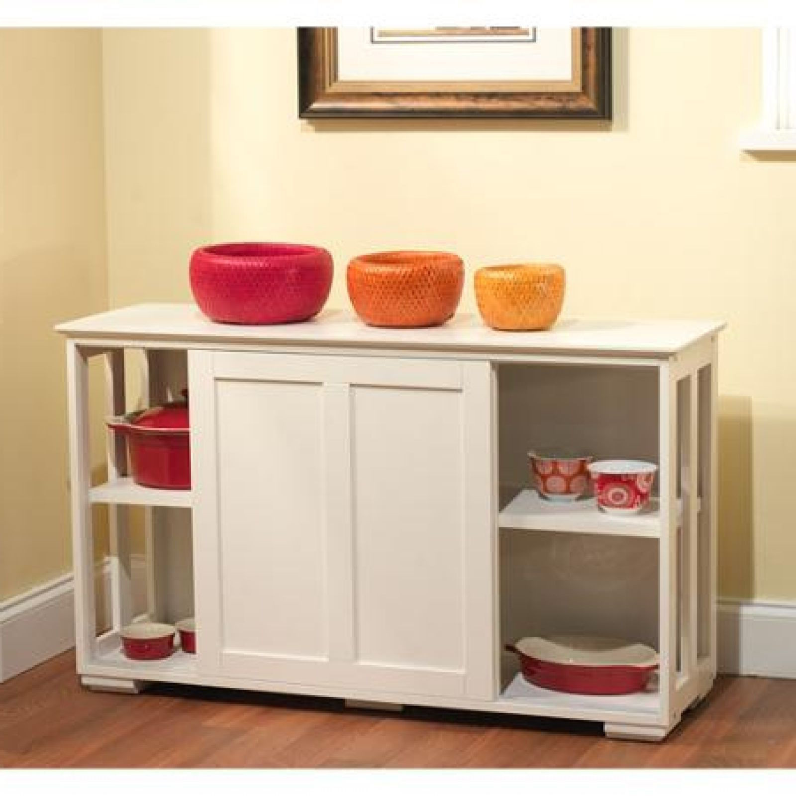 Kitchen Door Organizer
 White Kitchen Storage Cabinet Stackable Sliding Door Wood