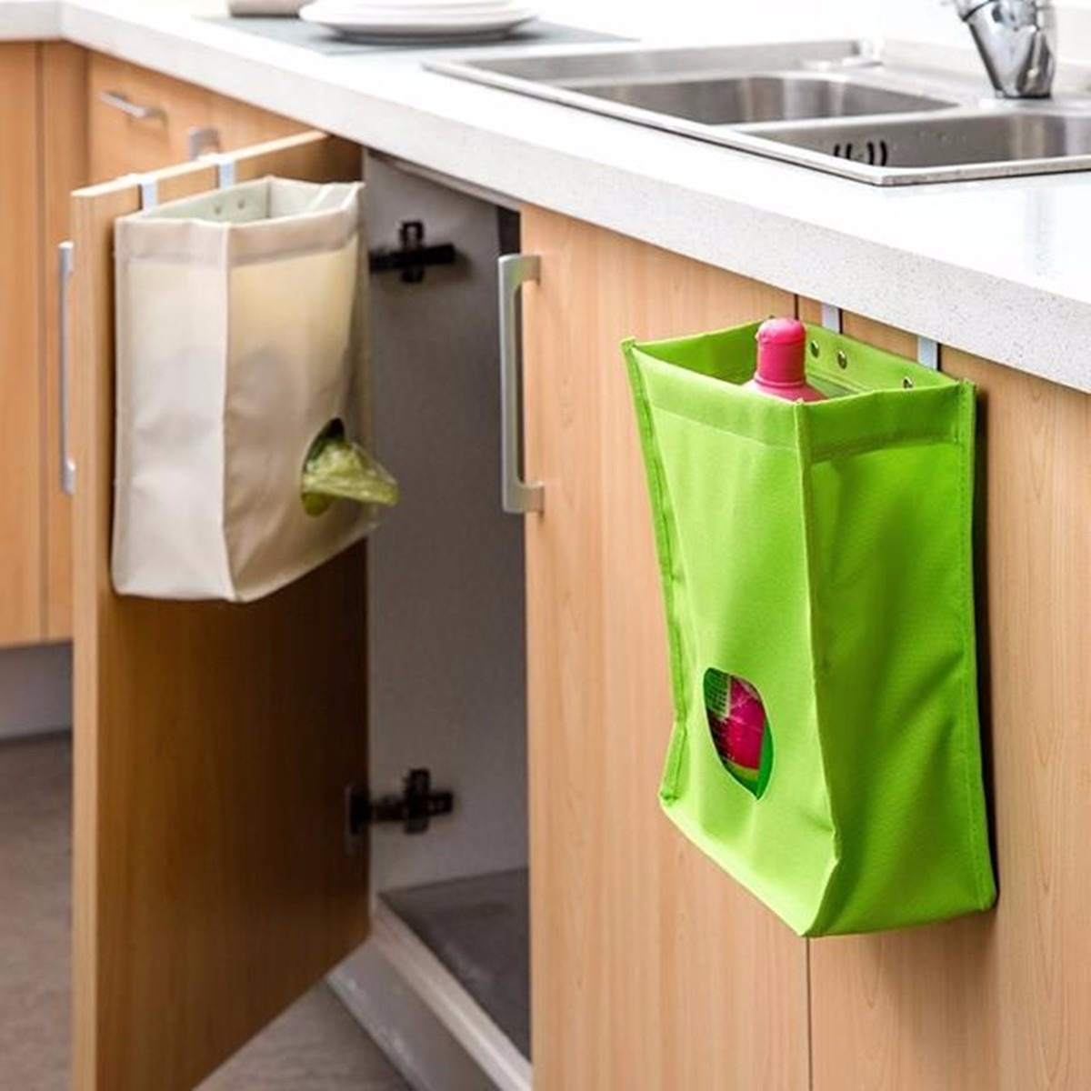 Kitchen Door Organizer
 Kitchen Storage Bag Drawer Cabinet Door Back Garbage Bag