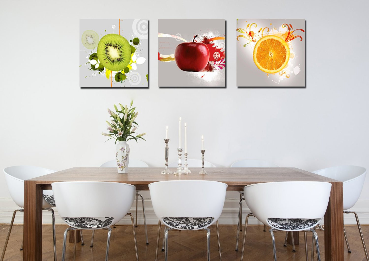 Kitchen Framed Wall Art
 Red Apple Orange Kiwi Wall Art Print Canvas Framed Kitchen