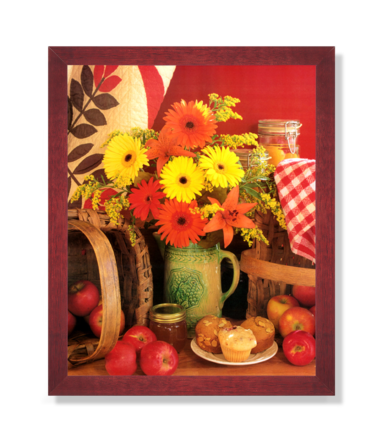 Kitchen Framed Wall Art
 Apples Spices and Flowers Country Kitchen Wall Picture