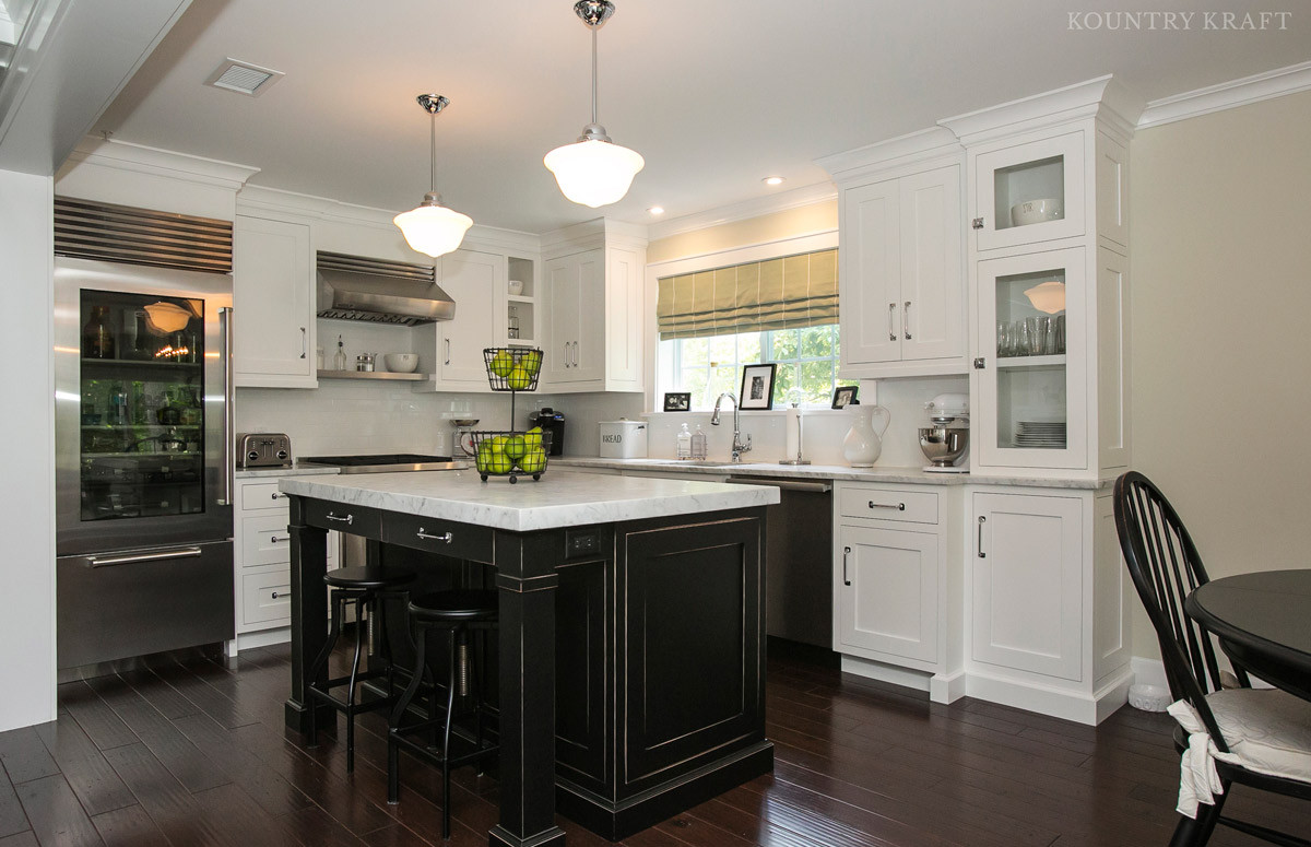 Kitchen Island Cabinets
 Black Kitchen Island and White Cabinets in Chatham NJ