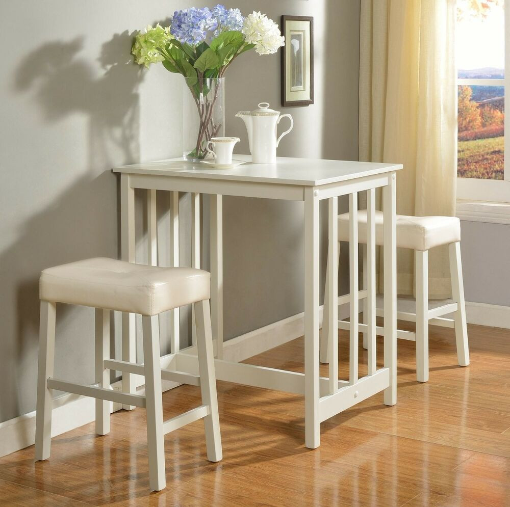 Kitchen Table White
 White Counter Height Dining Table Set of 3 Piece Bar Pub