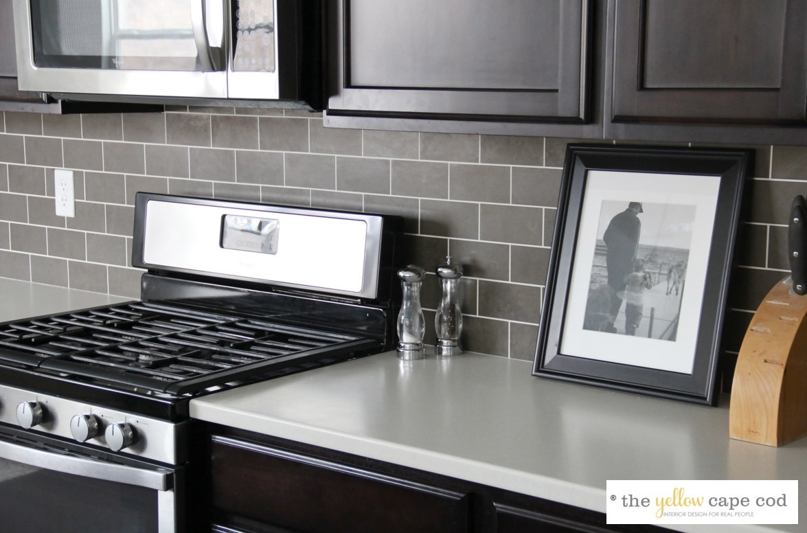 Kitchen Tile Grout
 The Yellow Cape Cod Dark Tile Light Grout Kitchen Backsplash