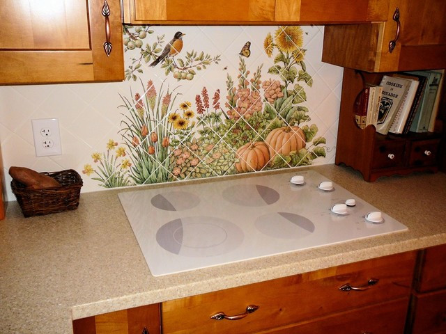 Kitchen Tile Murals For Sale
 "Espinosa s Flower Garden" diagonal kitchen backsplash