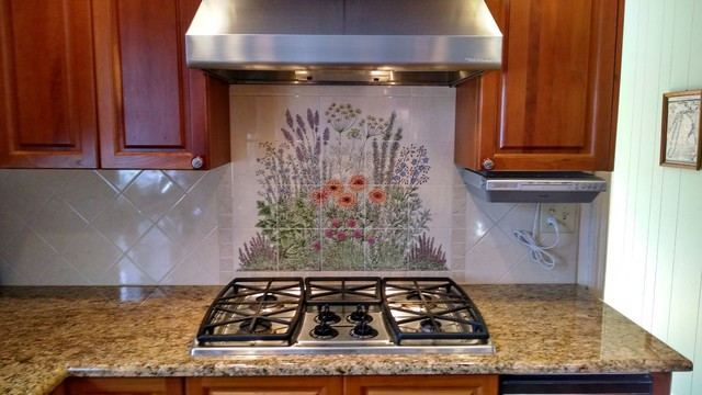 Kitchen Tile Murals For Sale
 "Flowering Herb Garden" decorative kitchen backsplash tile