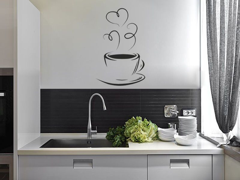 Kitchen Wall Art
 Coffee Cup Silhouette Kitchen Wall Sticker Modern Decal