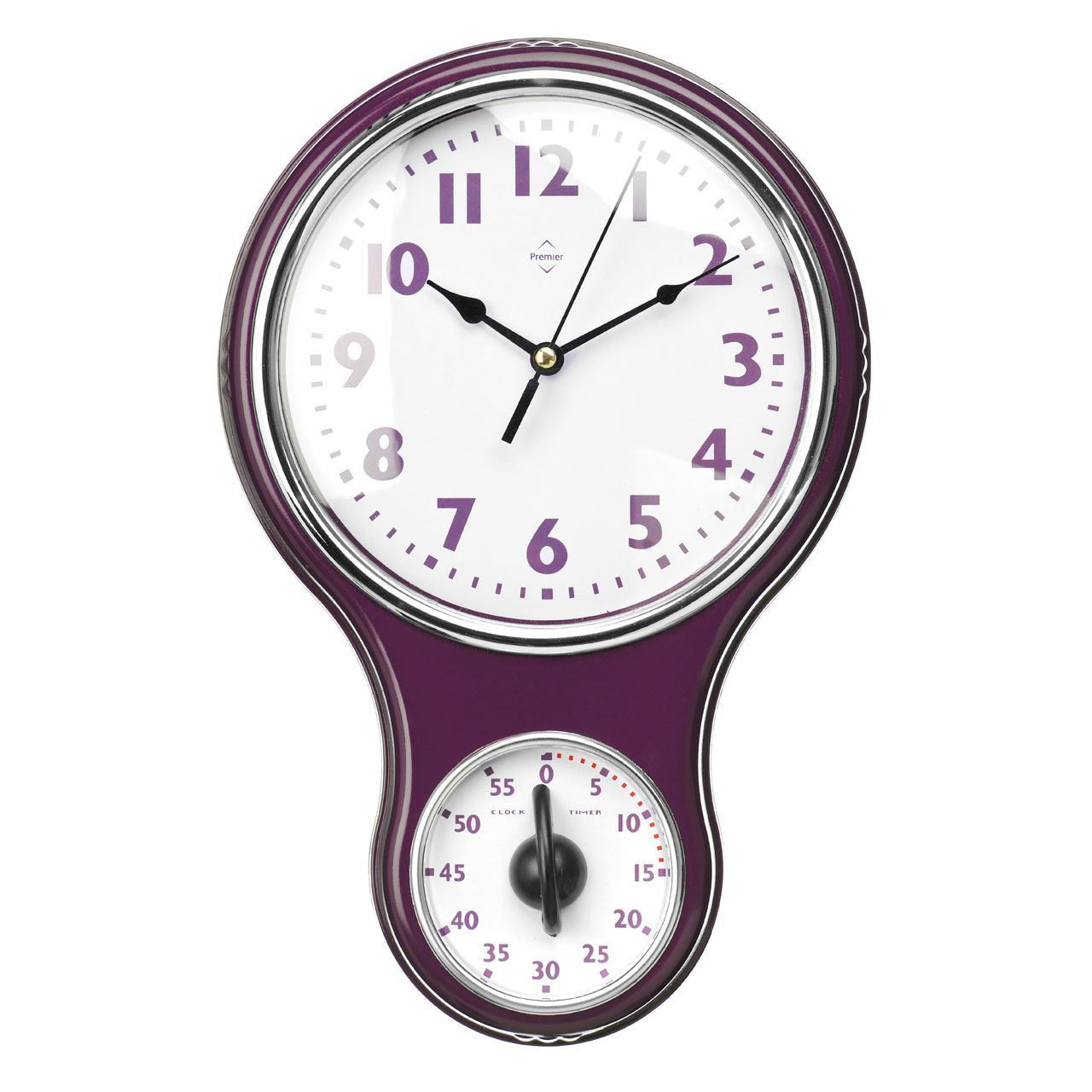 Kitchen Wall Clocks
 Kitchen Wall Clock Timer Made White Face Purple Hot Pink