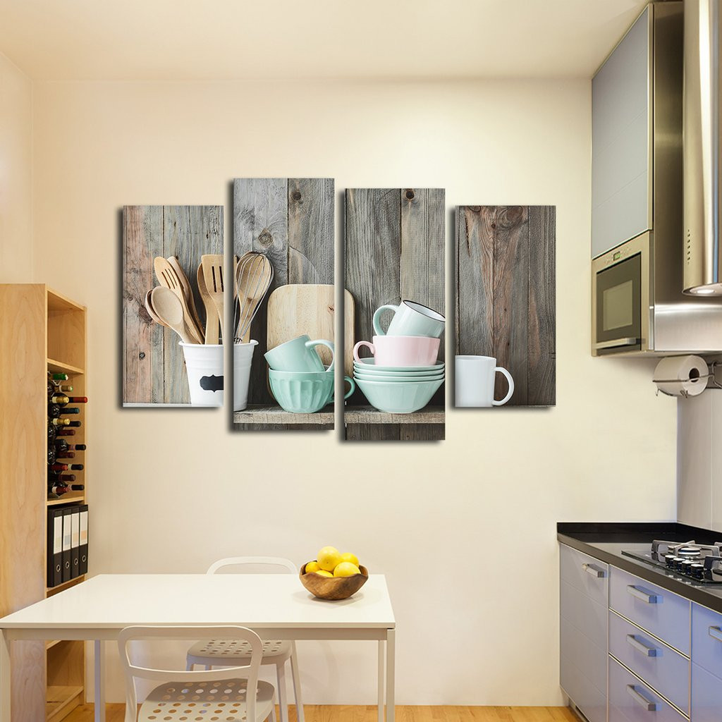 Kitchen Wall Pictures
 Shabby Chic Kitchen Multi Panel Canvas Wall Art