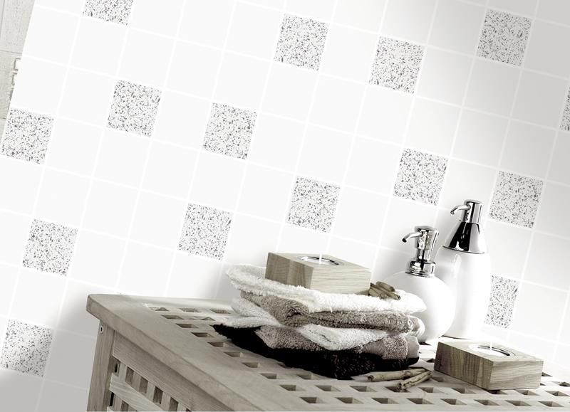 Kitchen Wallpaper Vinyl
 Granite White Silver Glitter Tile Tiling Vinyl Bathroom