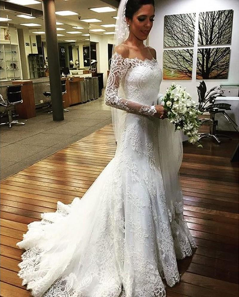 Lace Wedding Gown With Sleeves
 Vintage 2016 Mermaid Bohemian Lace Wedding Dresses With