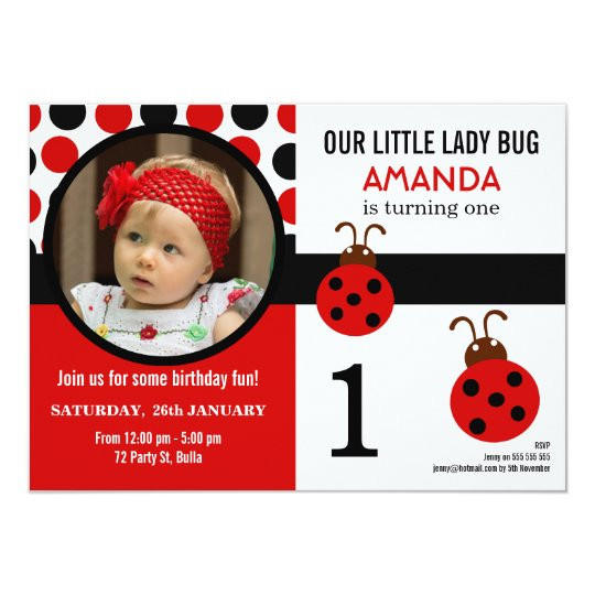 Ladybug 1st Birthday Invitations
 Ladybug 1st Birthday Party Invitation