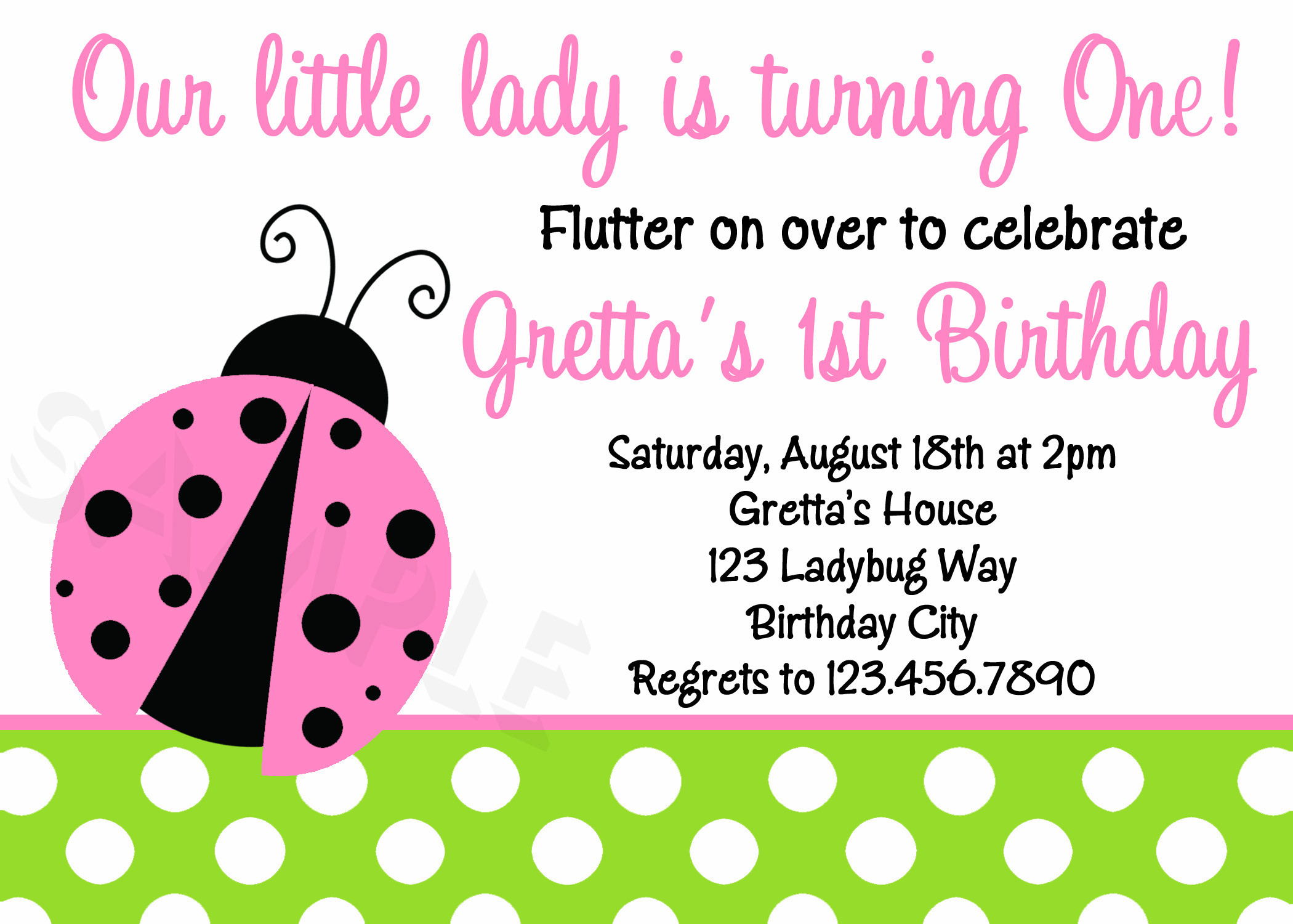 Ladybug 1st Birthday Invitations
 Printable Birthday Invitations Ladybug First Party Pink