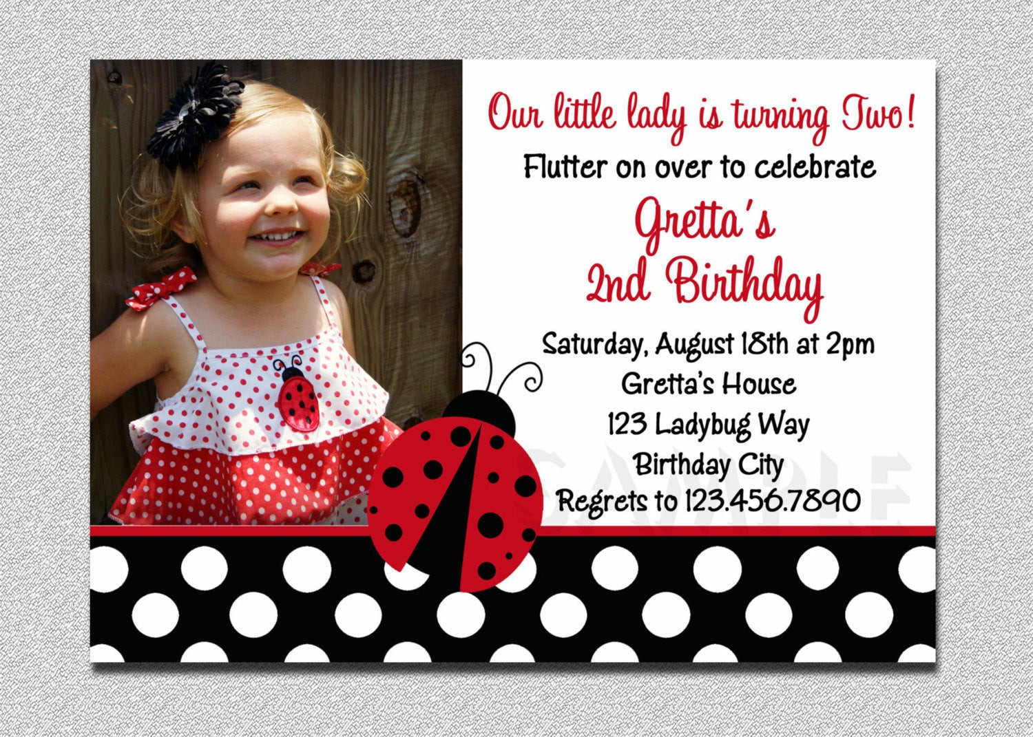 Ladybug 1st Birthday Invitations
 Ladybug Birthday 1st birthday Invitation by TheTrendyButterfly