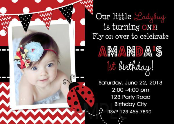 Ladybug 1st Birthday Invitations
 Printable Birthday Party Invitations 1st Birthday