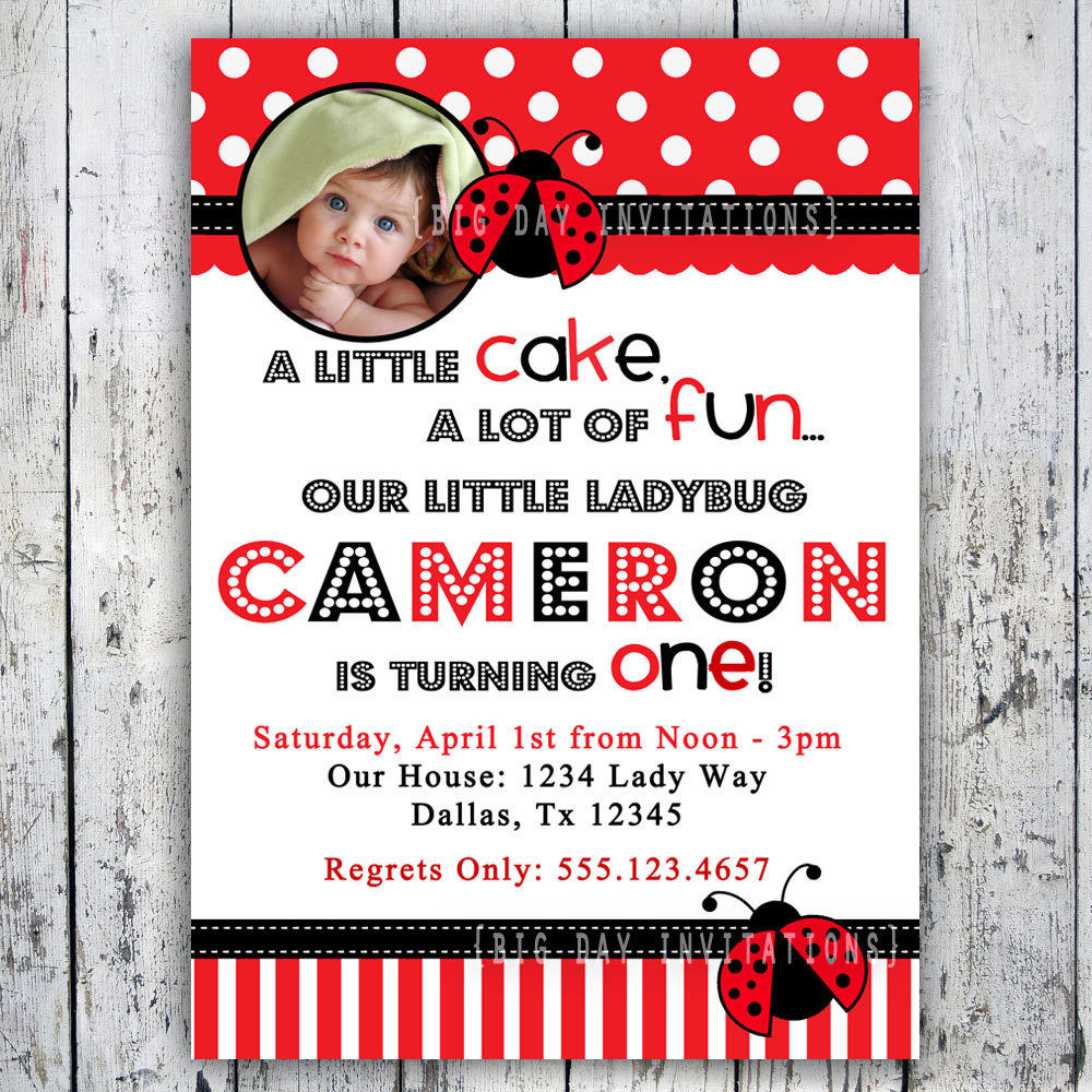 Ladybug Birthday Invitations
 Ladybug Birthday Invitation 1st Birthday by BigDayInvitations