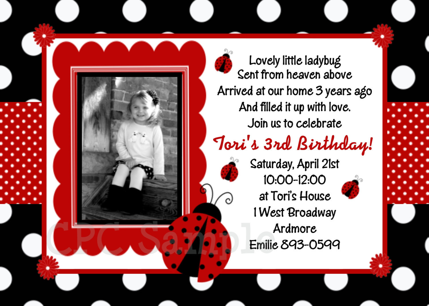 Ladybug Birthday Invitations
 Ladybug Invitation Ladybug Party Birthday Invitations