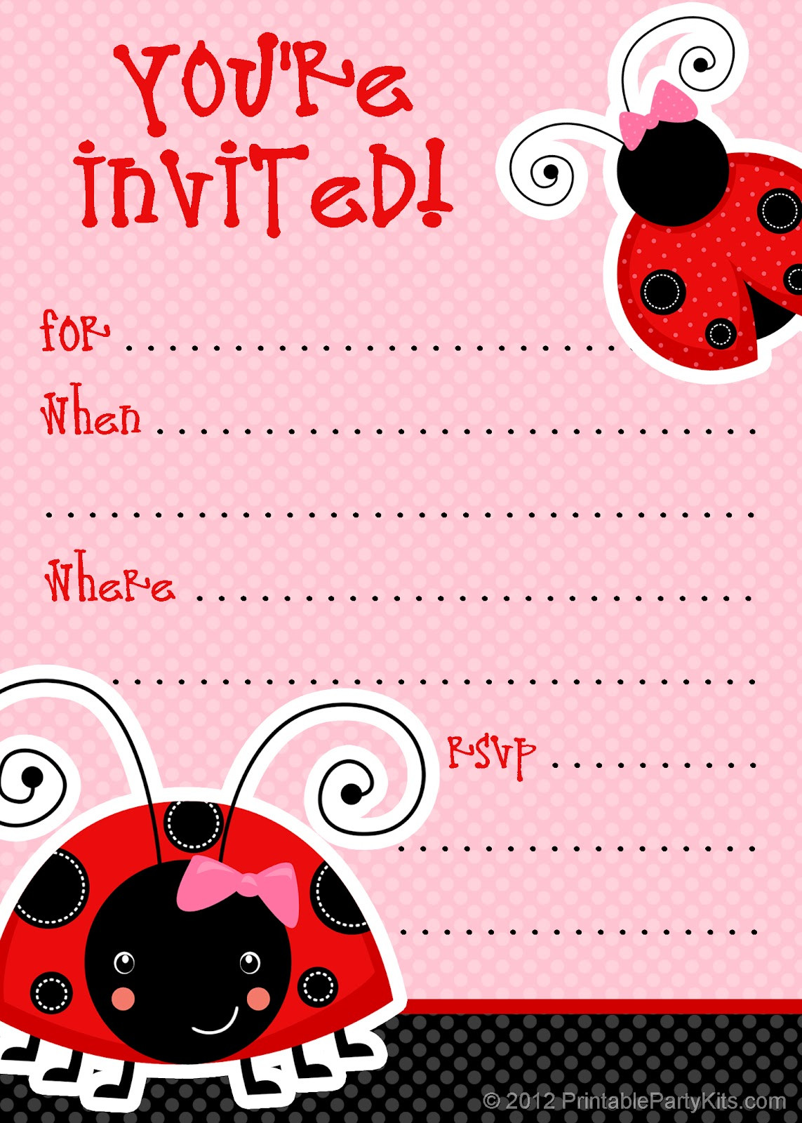 Ladybug Birthday Invitations
 Free Printable Party Invitations Free Ladybug Invite Template