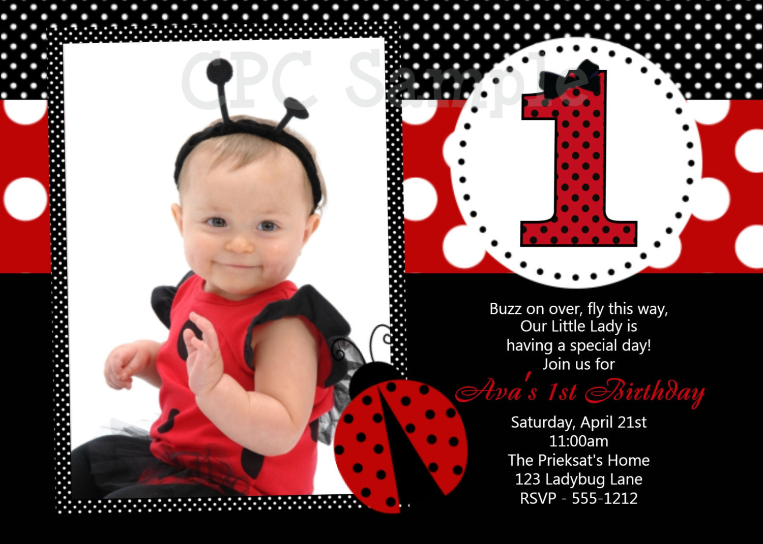 Ladybug Birthday Invitations
 Ladybug Birthday Invitation Printable or Printed Ladybug