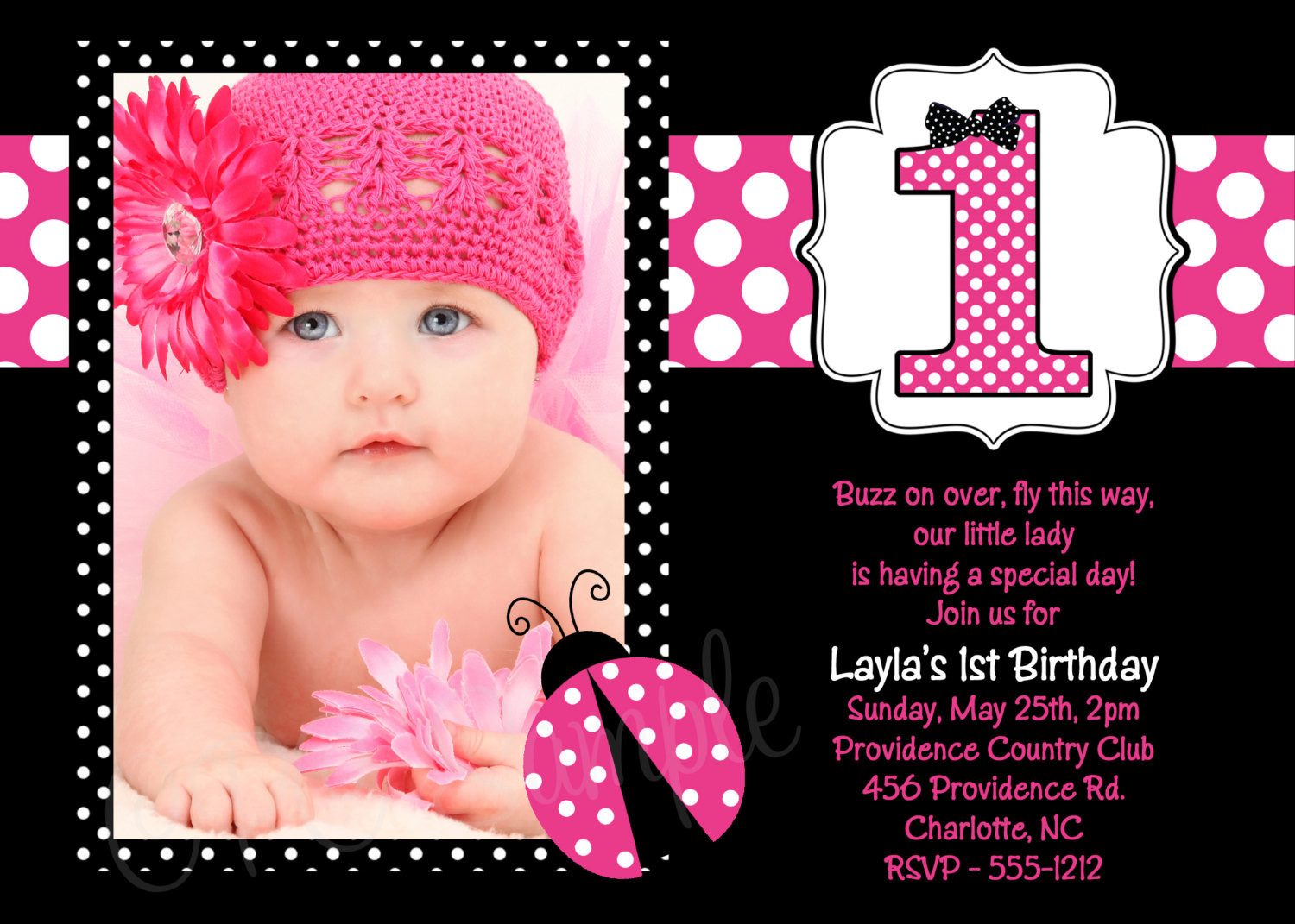 Ladybug Birthday Invitations
 Pink Ladybug Birthday Invitation Pink Ladybug by