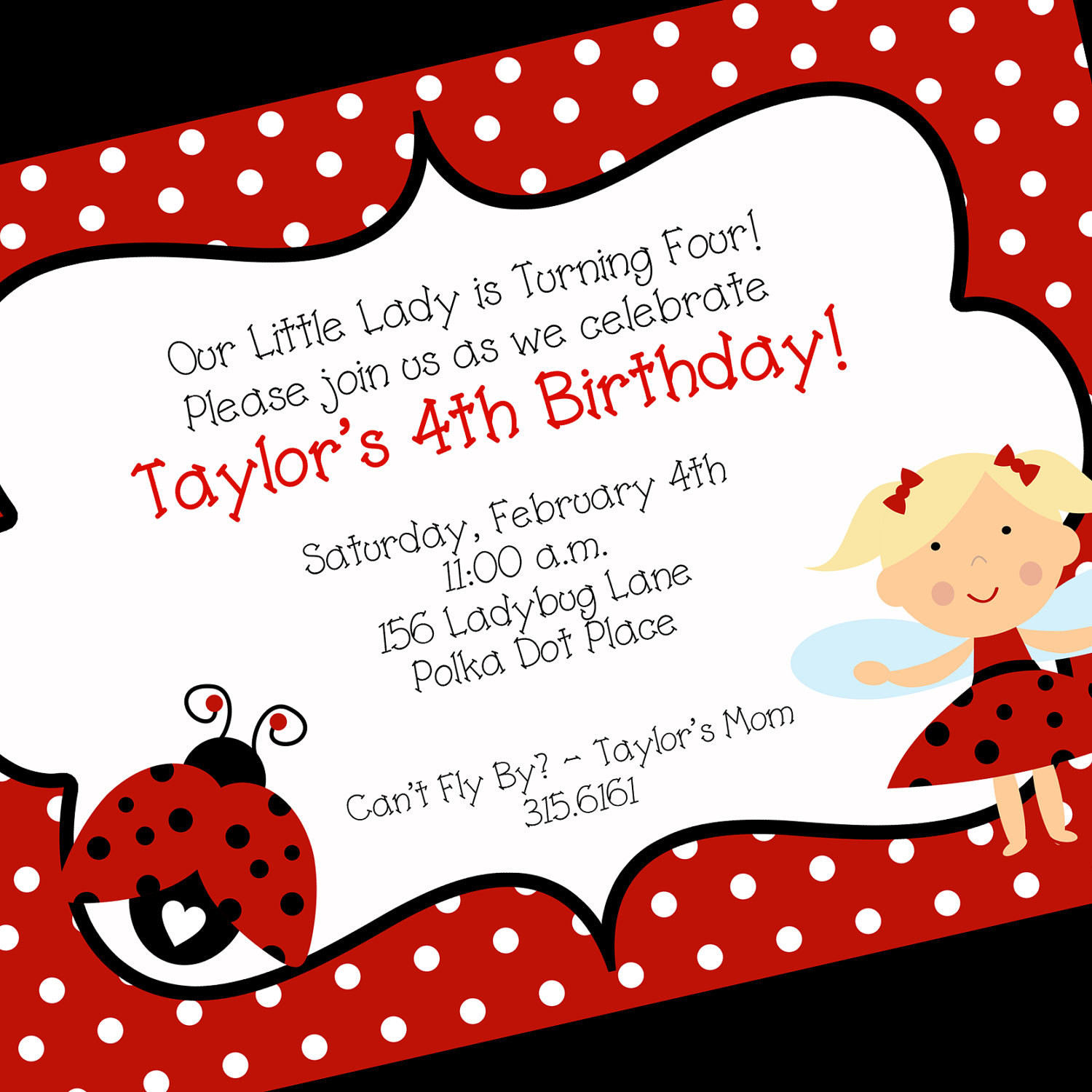 Ladybug Birthday Invitations
 Ladybug Birthday Invitation Printable Invitation by