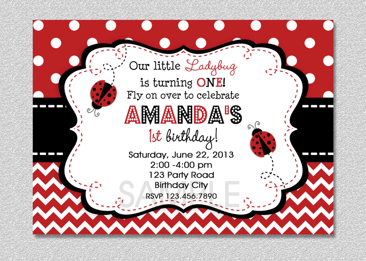 Ladybug Birthday Invitations
 Ladybug Birthday Invitation Red Ladybug Invitation Ladybug