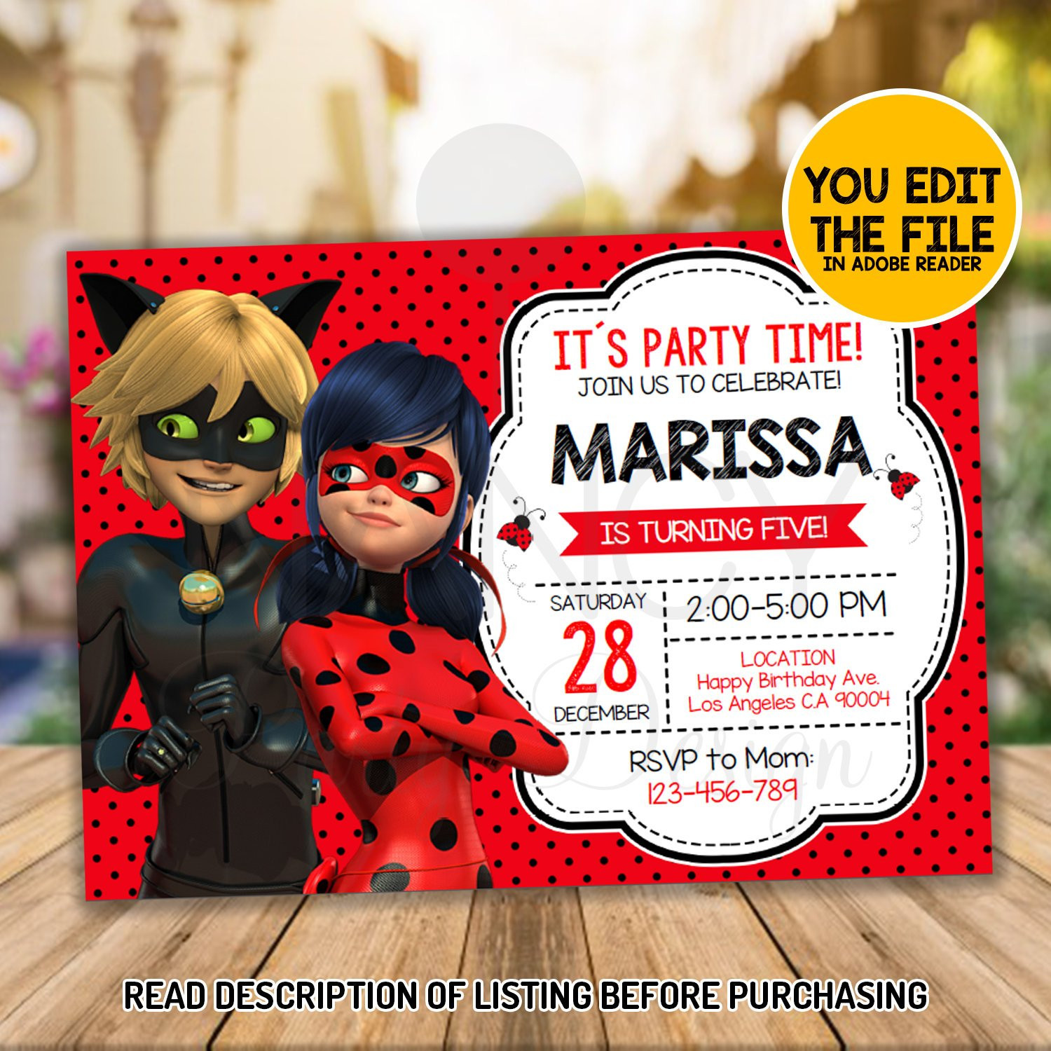 Ladybug Birthday Invitations
 FREE Printable Miraculous Ladybug Invitation Templates