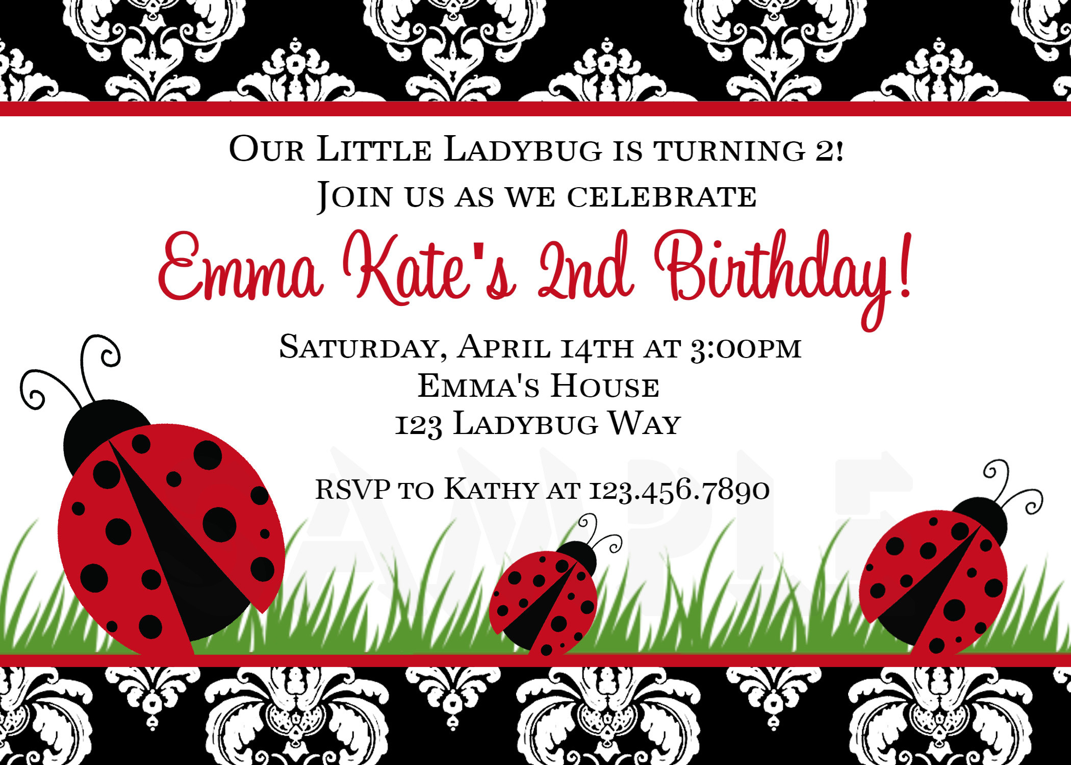 Ladybug Birthday Invitations
 Printable Birthday Invitations Ladybug First Party Red