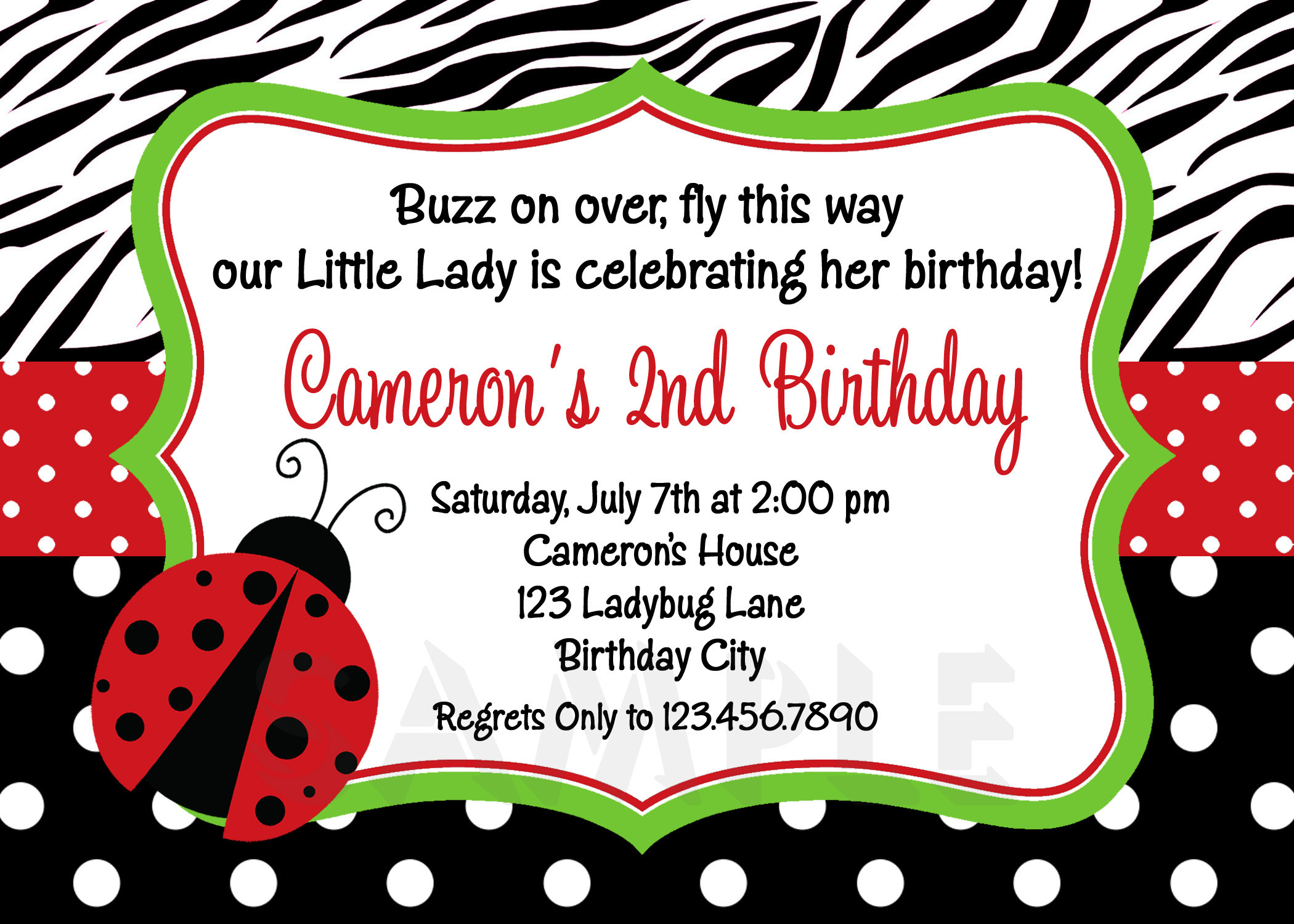 Ladybug Birthday Invitations
 Printable Birthday Invitations Ladybug First Party Red