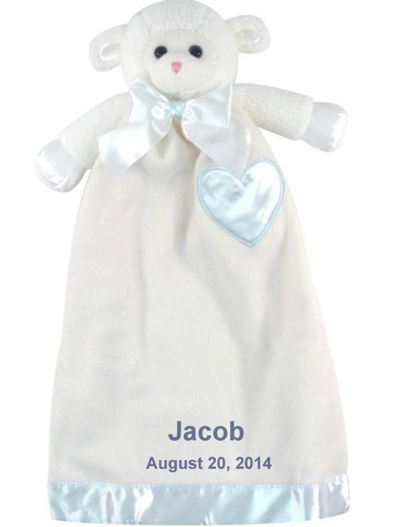 Lamb Baby Gifts
 SALE Monogrammed Baby Gift Personalized Security Blanket Lamb
