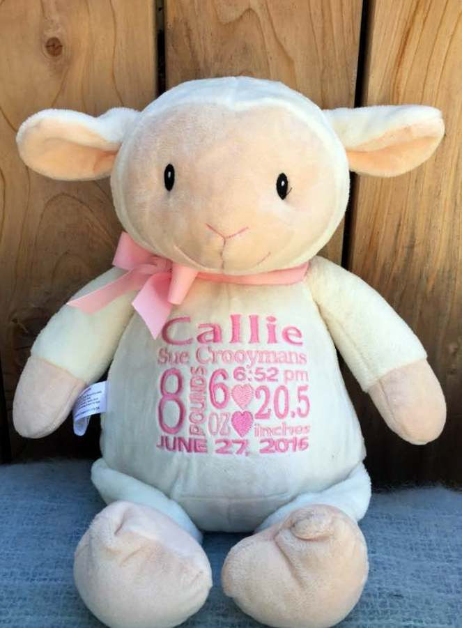 Lamb Baby Gifts
 New Baby Gift PERSONALIZED Cubbies Lamb Embroidered Birth