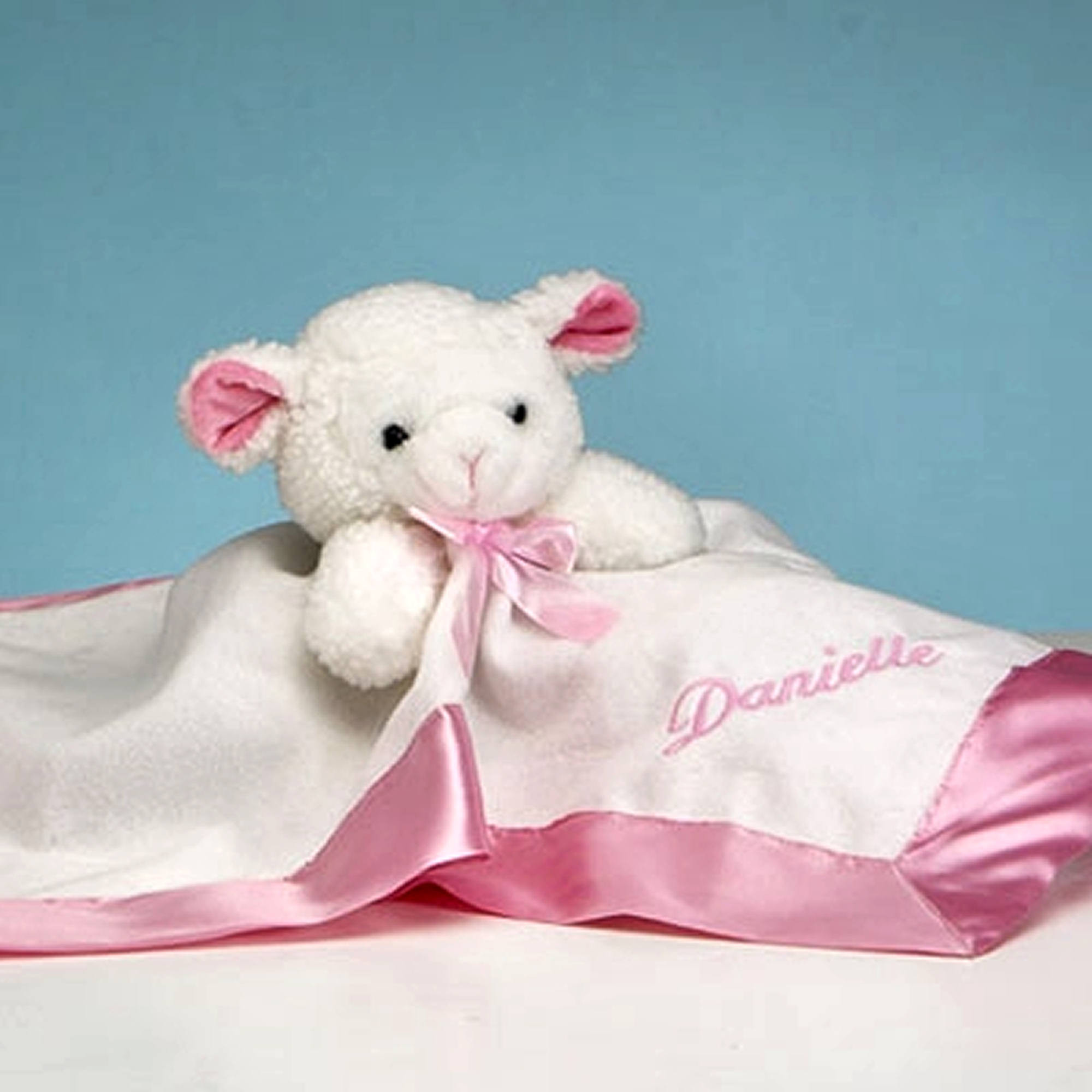 Lamb Baby Gifts
 Personalized Baby Lovie Security Blanket Pink Lamb