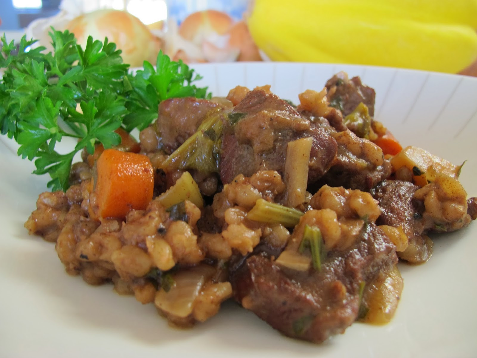 Lamb Barley Stew
 MORE TIME AT THE TABLE Lamb and Barley Stew with Root