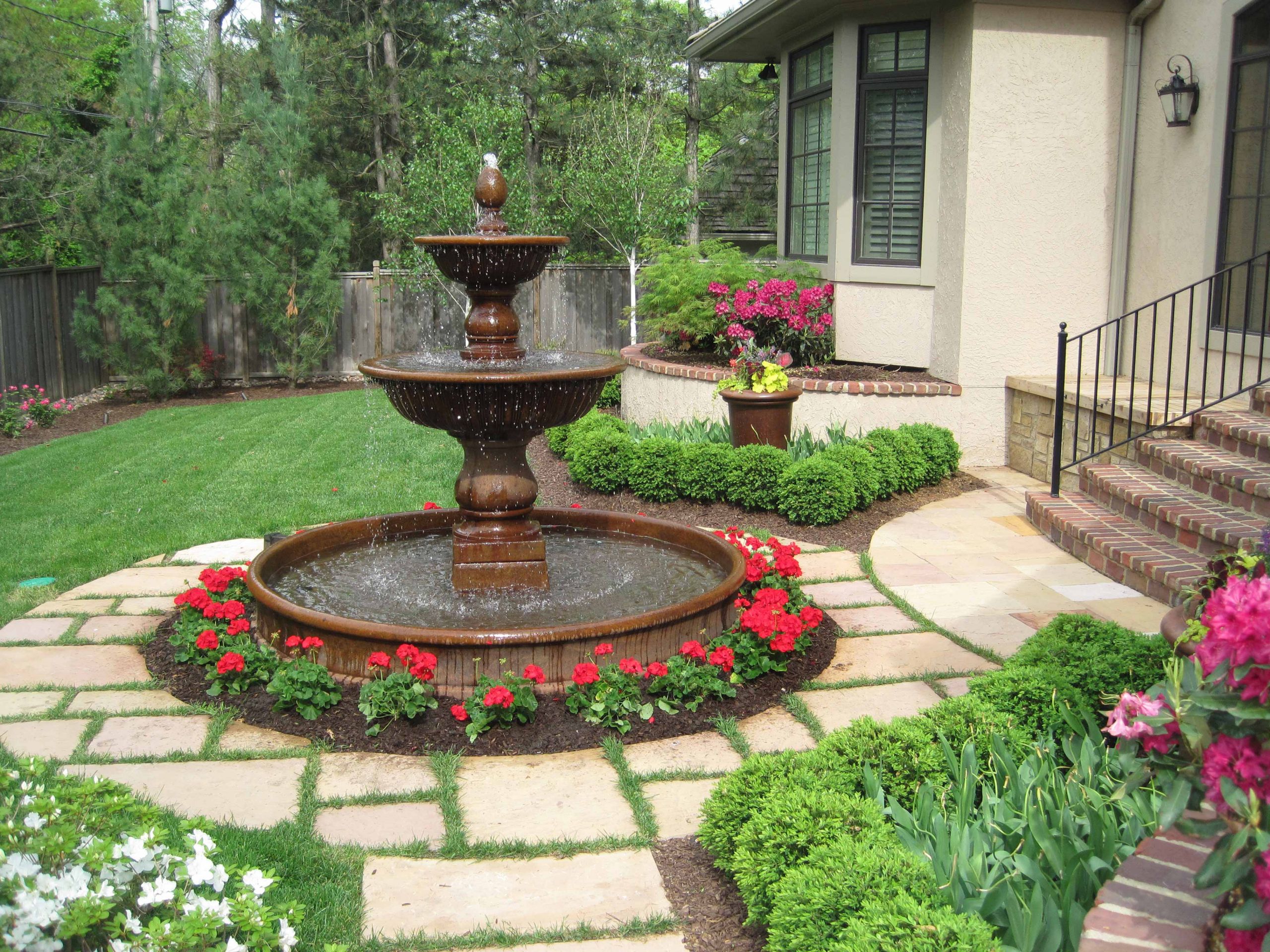 Landscape Around Fountain
 Custom Garden Fountains & Statuary in Kansas City at