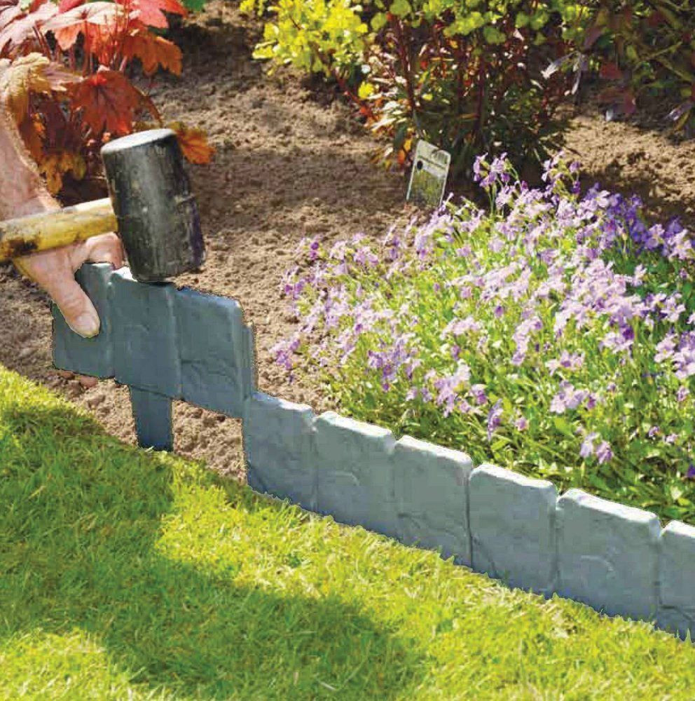 Landscape Edging Border
 20Pcs Garden Fence Edging Cobbled Stone Effect Plastic