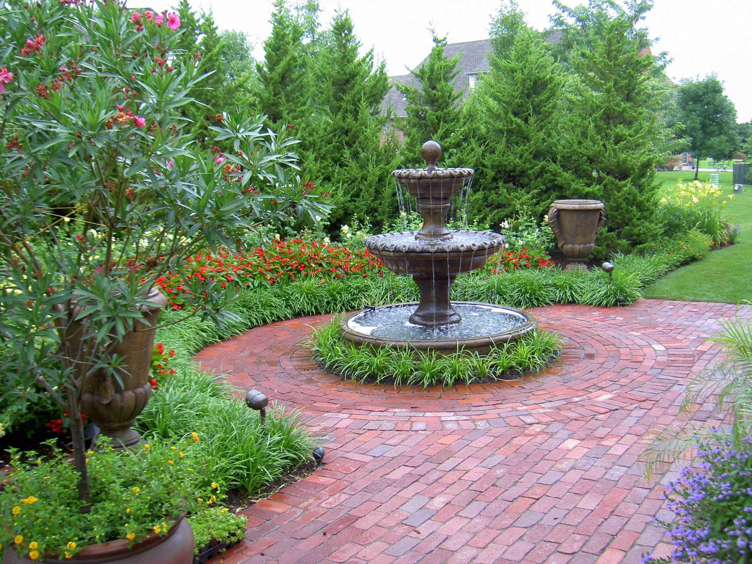 Landscape Fountain Architecture
 Residential Landscape Design by Rosehill Gardens in Kansas