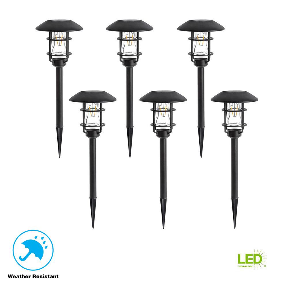 Landscape Lights Home Depot
 Hampton Bay Solar Black Outdoor Landscape Pathlight with V