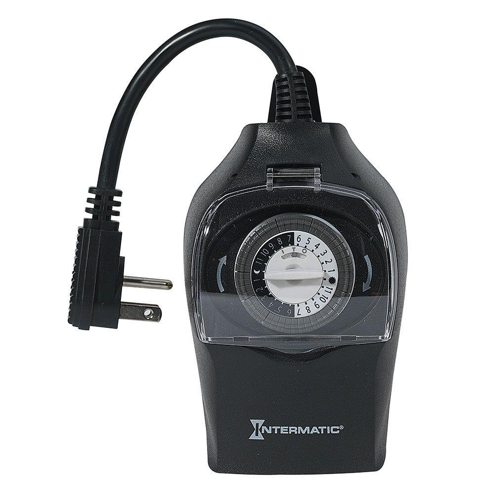 Landscape Lights Timer
 Intermatic 10 Amp 24 Hour Outdoor Plug In Timer Black